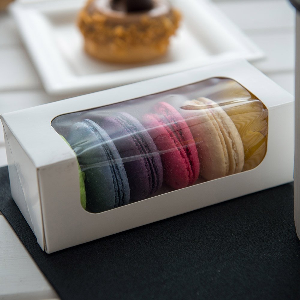 Restaurantware Cafe Vision 13oz Clear Window Baking Boxes (200-Pack) - 6x2.5x2 Inch Grease-Resistant White Paper Loaf Boxes for Macarons, Donuts, Cookies | Perfect for Bakeries, Cafés & Gift Packaging