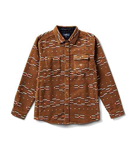 Roark Men's Andes Long Sleeve Flannel Button-Up Shirt - Dark Khaki XL | Warm & Comfortable Plaid Shirt for Outdoor Adventures, Camping & Casual Wear