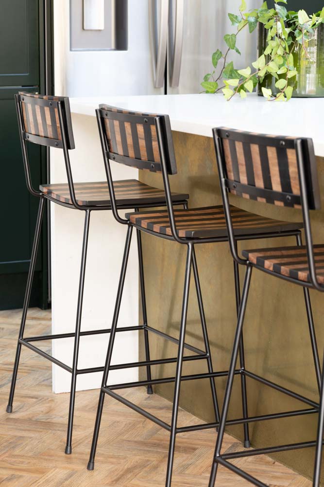 Black Stripe Wooden Bar Stool - 24