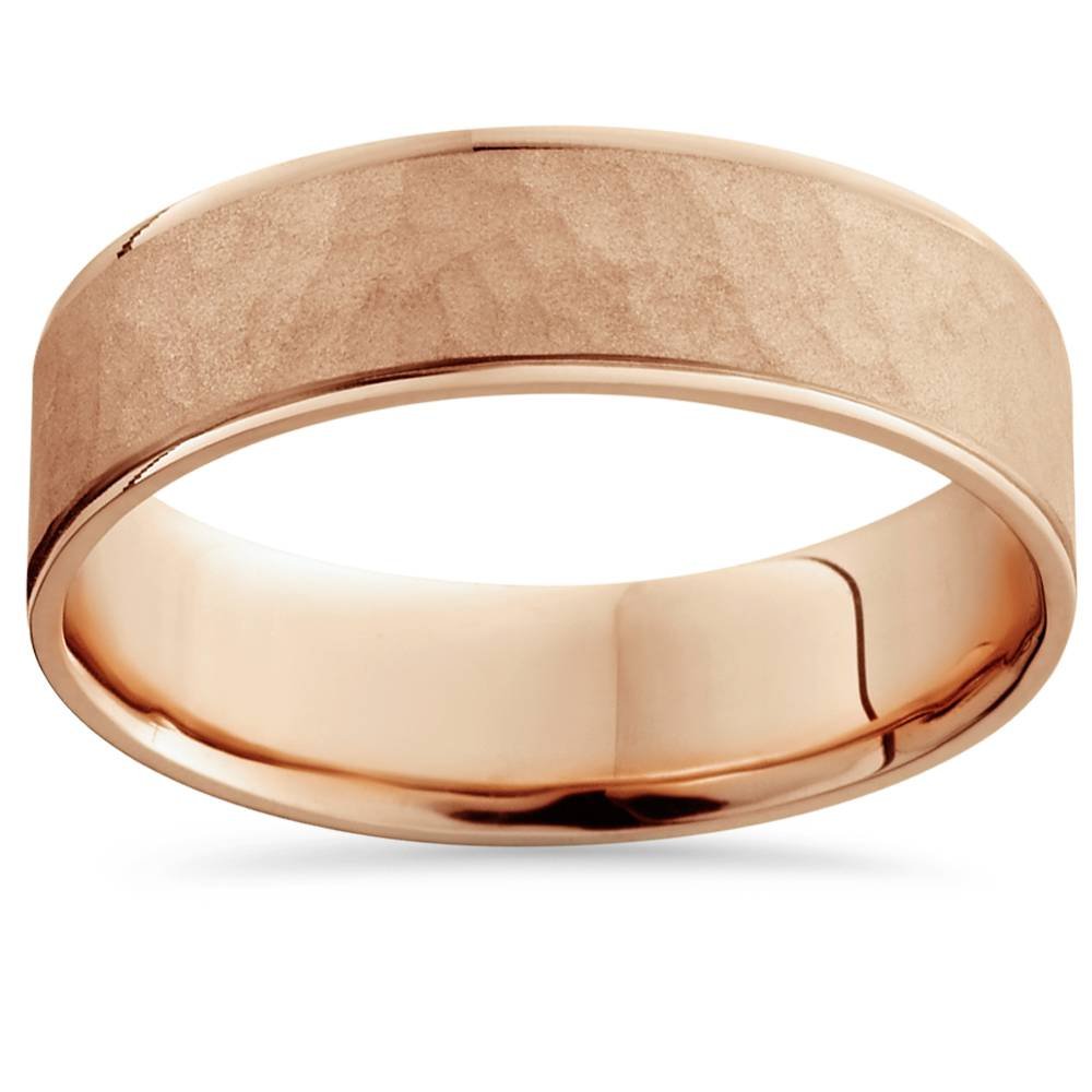 14K Rose Gold Hammered Comfort Fit Wedding Band for Women & Men - Perfect for Engagement, Anniversary, and Everyday Wear