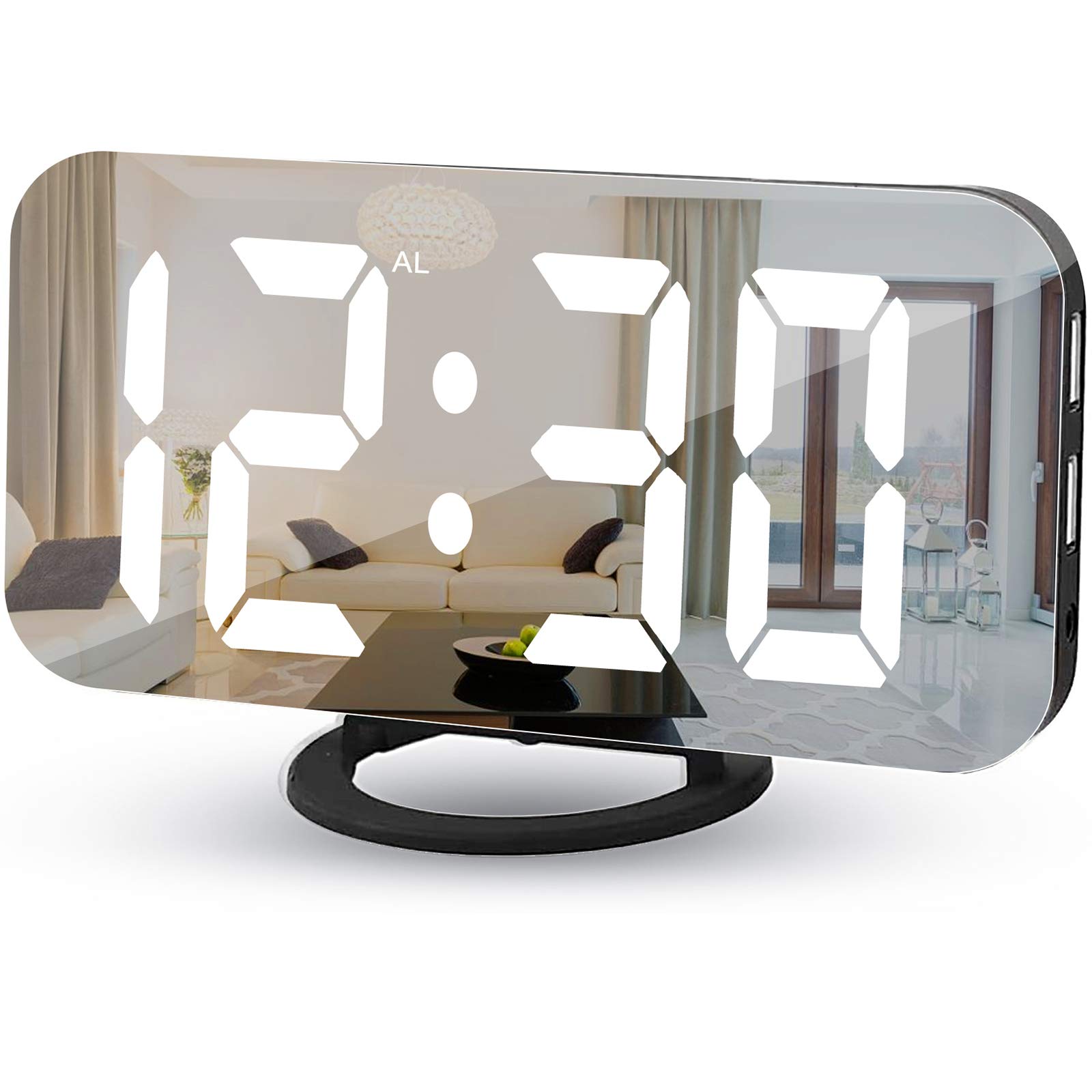 MOOGEE Digital Alarm Clock with LED Display, Auto Dimmer & 2 USB Charger Ports - Large 6.5