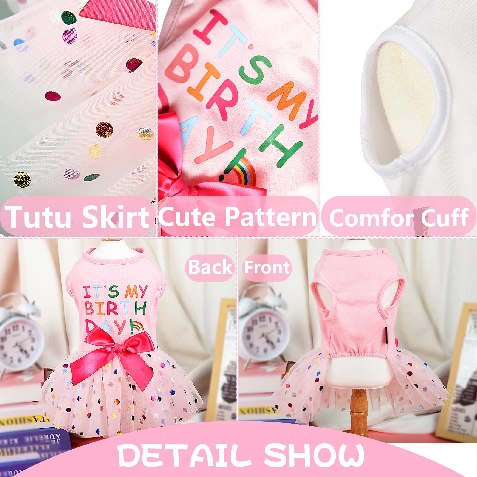 Pink Summer Dog Dress for Small Dogs - Birthday Outfit for Chihuahua, Yorkie & Puppies | Cute Pet Costume for Cats & Dogs | Perfect for Parties, Photos & Special Occasions