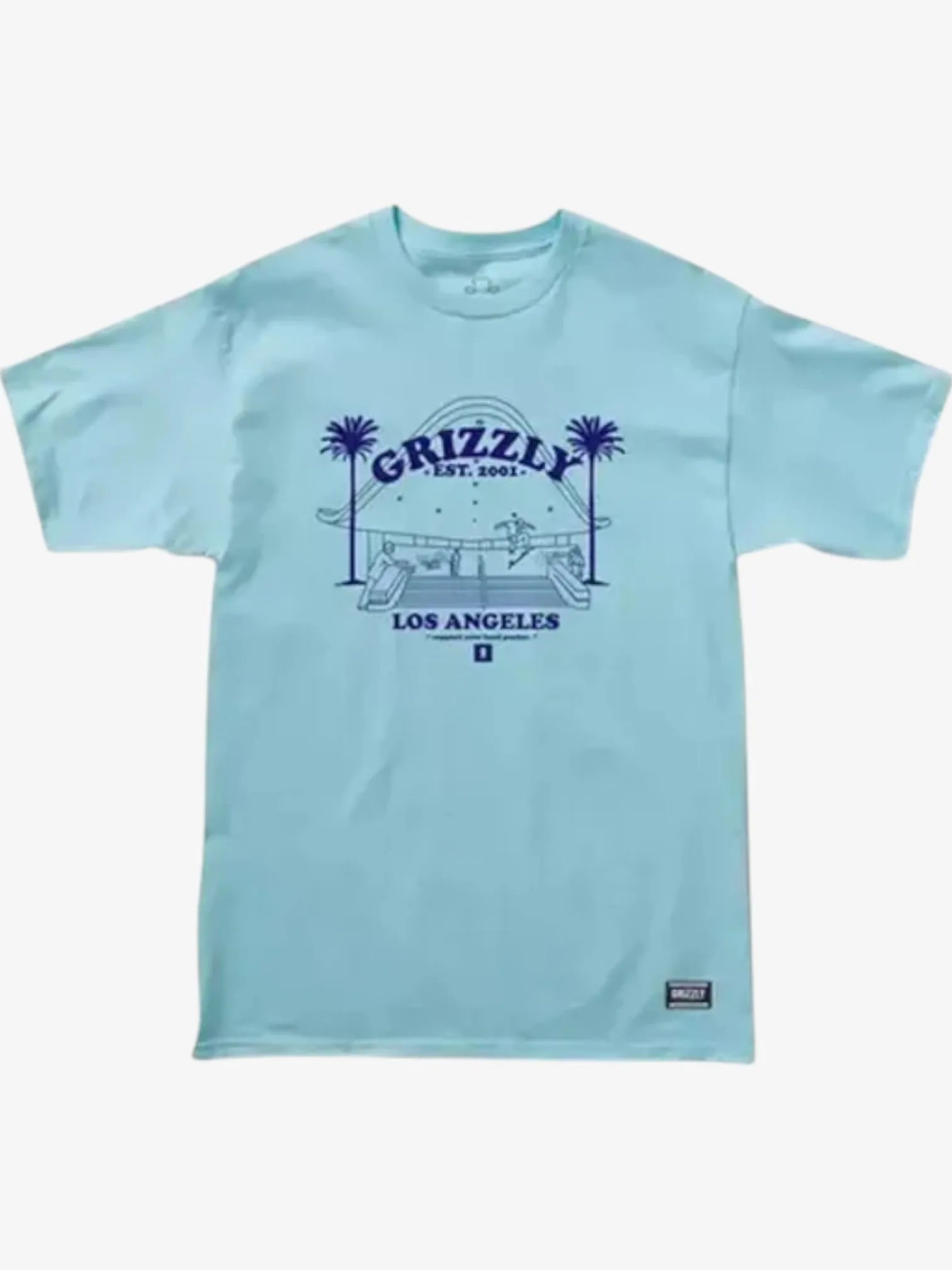 Grizzly Local Pusher Powder Blue T-Shirt - Men's Casual Streetwear Tee for Urban Fashion & Outdoor Activities