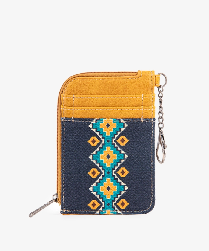 Wrangler Aztec Print Mini Zip Card Case - Stylish & Compact Wallet for Everyday Use, Travel, and Outdoor Adventures