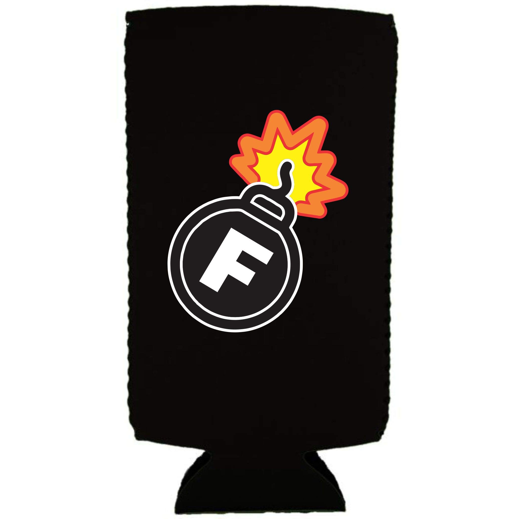 F Bomb Slim Can Cooler - Insulated Beer Koozie for 12oz Cans (Black, 1 Pack) - Keep Drinks Cold at BBQs, Tailgates & Outdoor Parties
