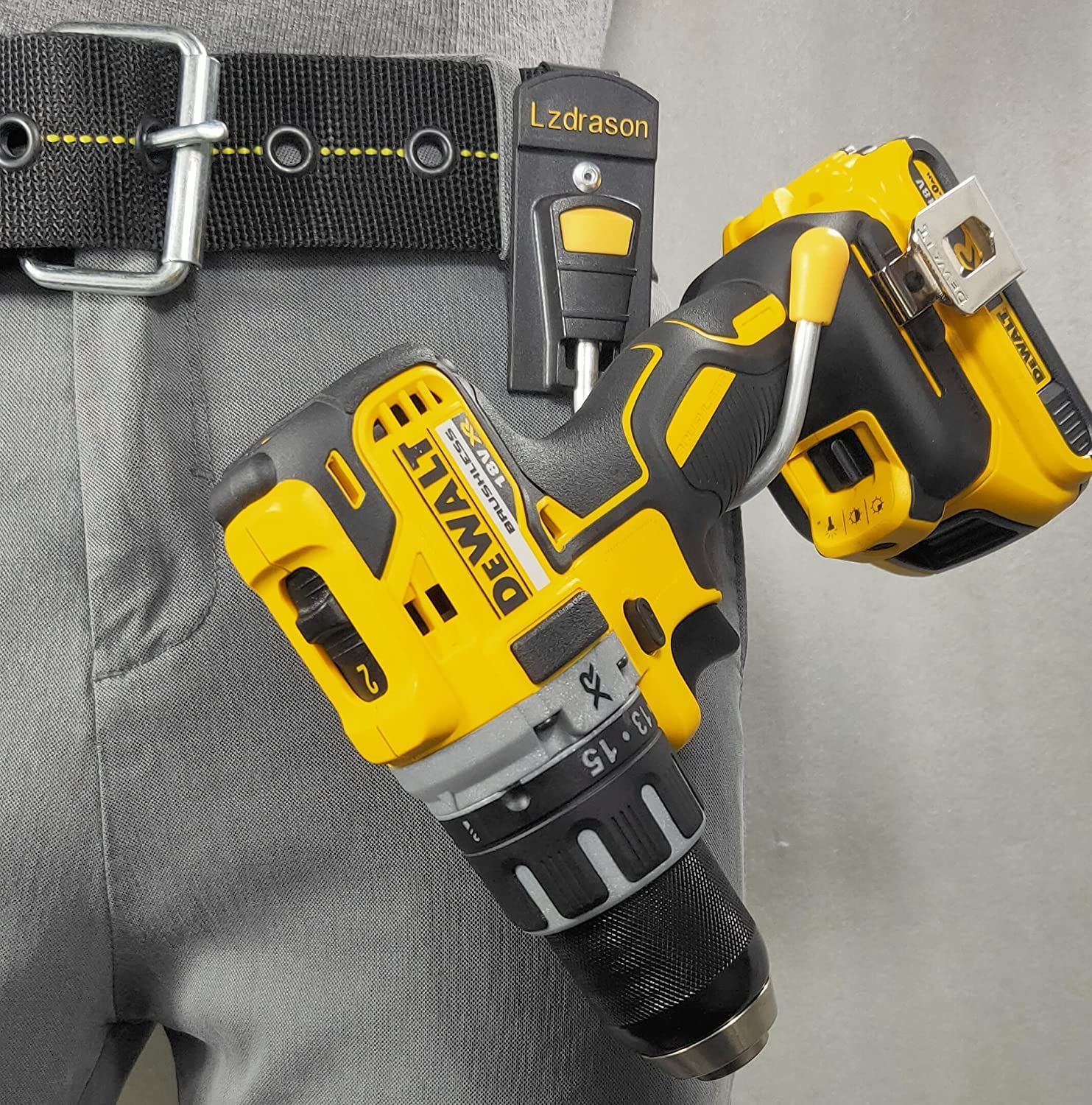 Durable Tool Belt Hook & Drill Holster - Heavy Duty Cordless Power Drill Holder with Secure Belt Clip - Perfect for Hammer, Drywall Screw Gun & Power Tools (2-Pack, Black) - Ideal for Construction, Carpentry & DIY Projects