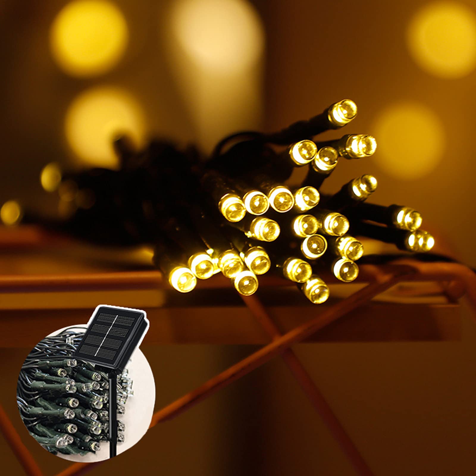 Solar Powered LED String Lights - 8 Lighting Modes, Warm White & Colorful, Waterproof Outdoor Fairy Lights for Garden, Patio, Christmas, Wedding, Party Decoration
