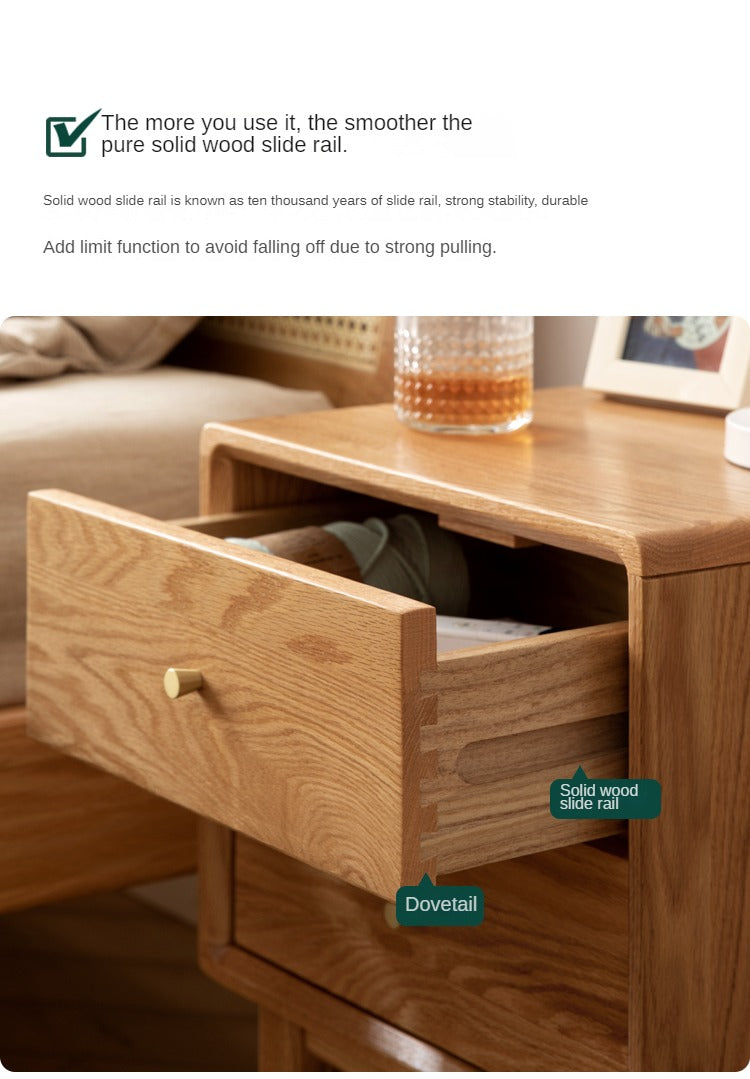Solid Wood Nightstand - Beech or Oak Bedside Table for Bedroom, Modern & Rustic Home Decor, Durable and Stylish Storage Solution