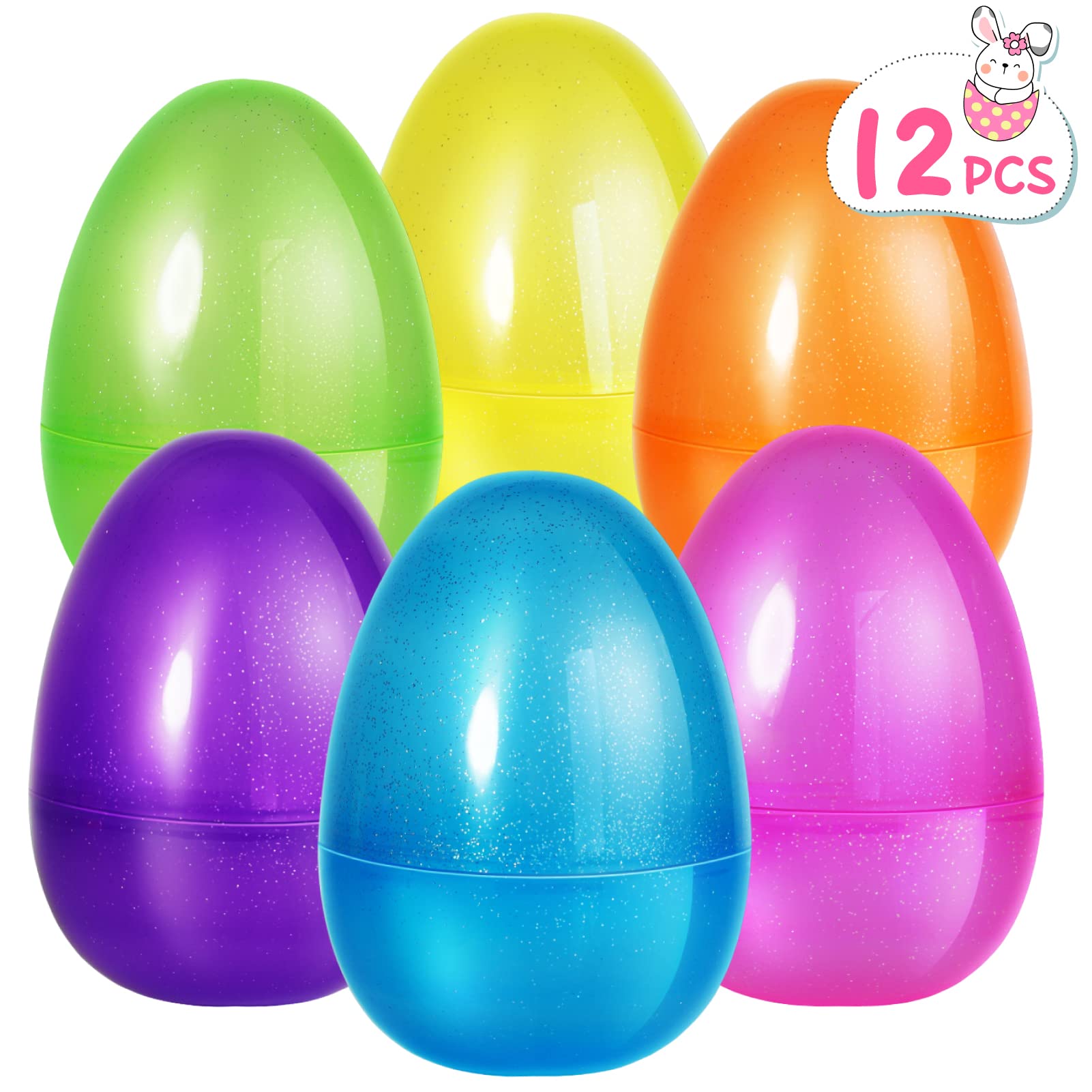 SpringFlower 12-Piece Jumbo Easter Eggs Set - 10 Inch Large Plastic Easter Eggs for Easter Egg Hunt, Empty Fillable Eggs for Candy & Treats, Easter Basket Stuffers & Party Favors - Perfect for Easter Celebrations, Kids' Parties & Spring Festivities