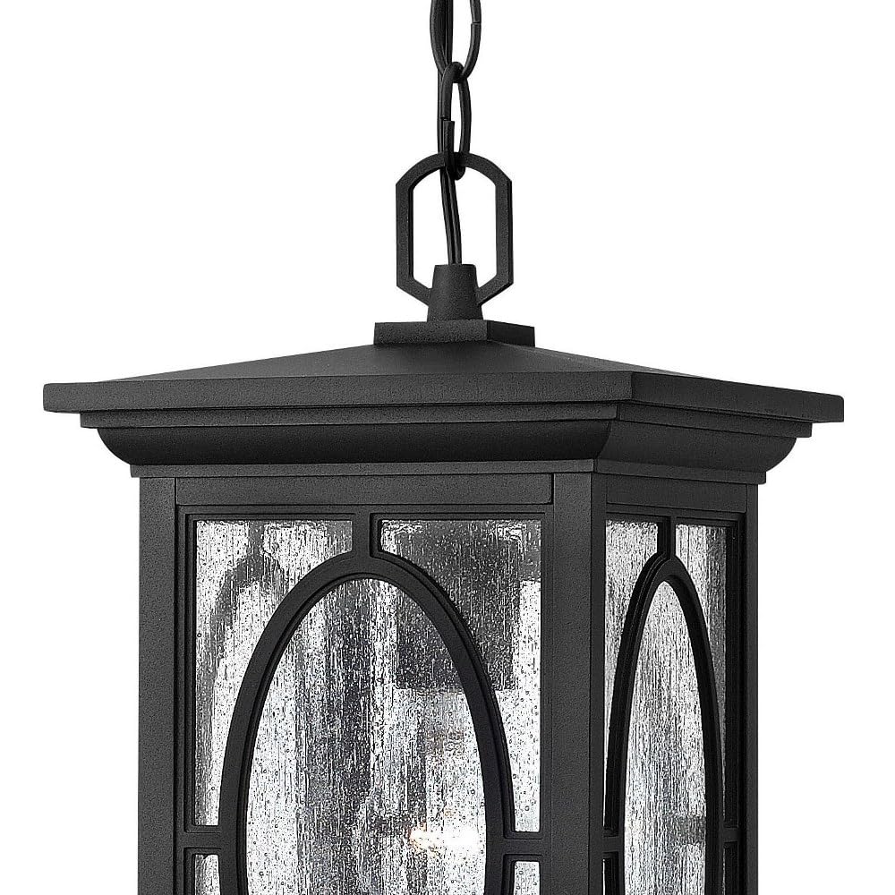 8 Inch Wide x 14.25 Inch High Traditional Transitional Craftsman Style Outdoor Hanging Lantern - Perfect for Porch, Patio, Garden & Entryway Lighting