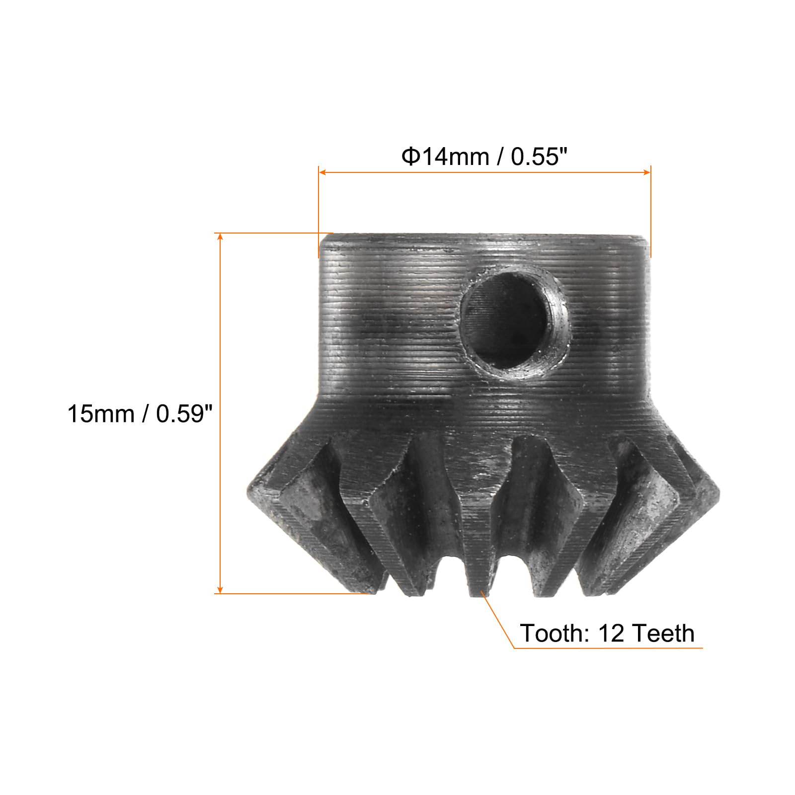 HARFINGTON 2pcs 1M 12 Teeth Bevel Gear Set - 8mm Shaft Hole, 1:1 Ratio, 90 Degree Tapered Bevel Pinion Gear - 45# Steel, 1.5 Module for Hardware Mechanical Rotation - Perfect for Robotics, CNC Machines, and DIY Projects