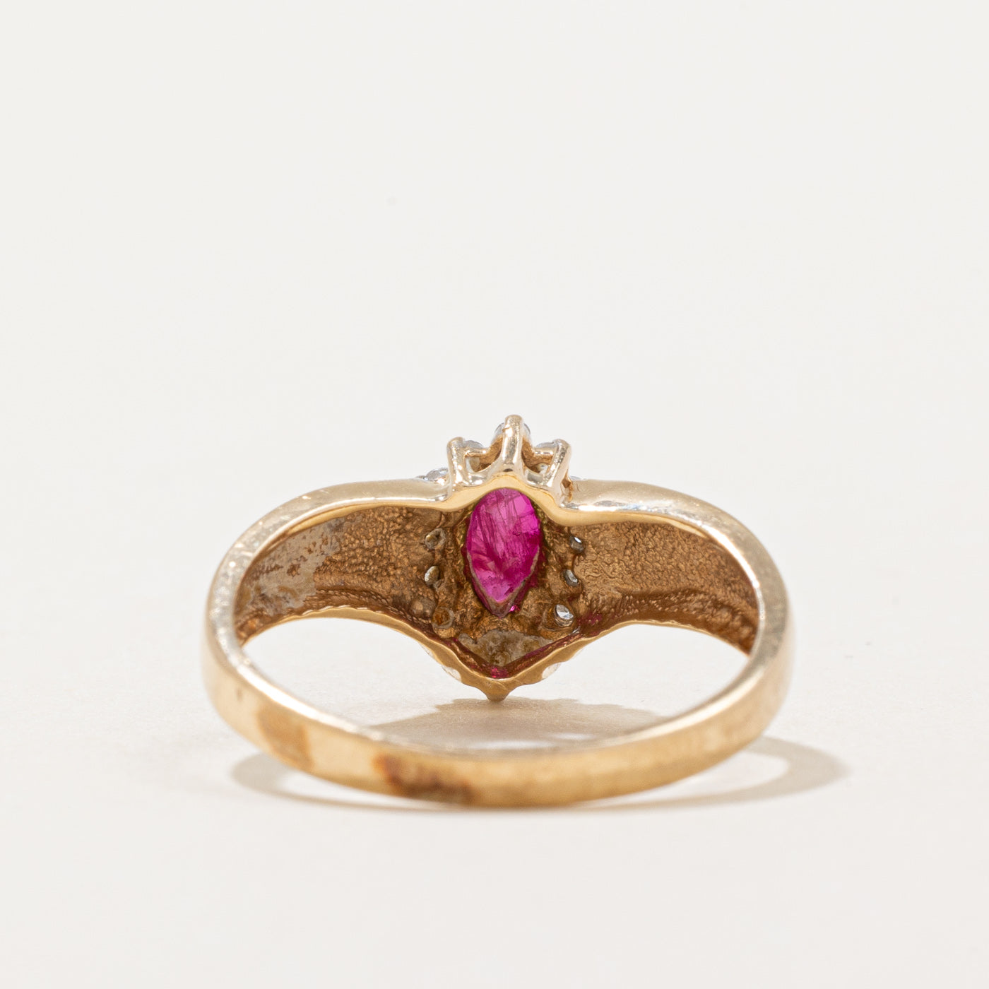 Exquisite Ruby & Diamond Halo Chevron Ring - 0.23ct Center Stone & 0.08ctw Accents - Size 6 - Perfect for Engagement, Anniversary & Special Occasion Jewelry Gifts