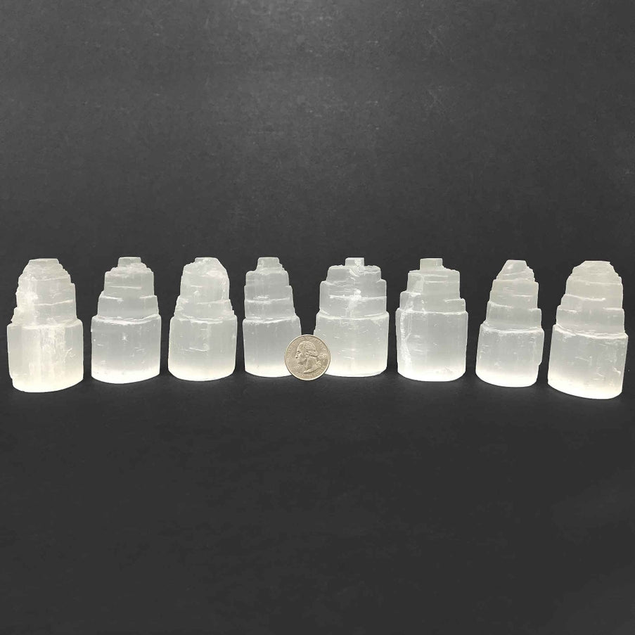 Natural Self Standing Selenite Crystal Pagoda Tower - Energy Cleansing & Healing Stone for Meditation, Chakra Alignment - Spiritual Home Decor & Protection Crystal (12