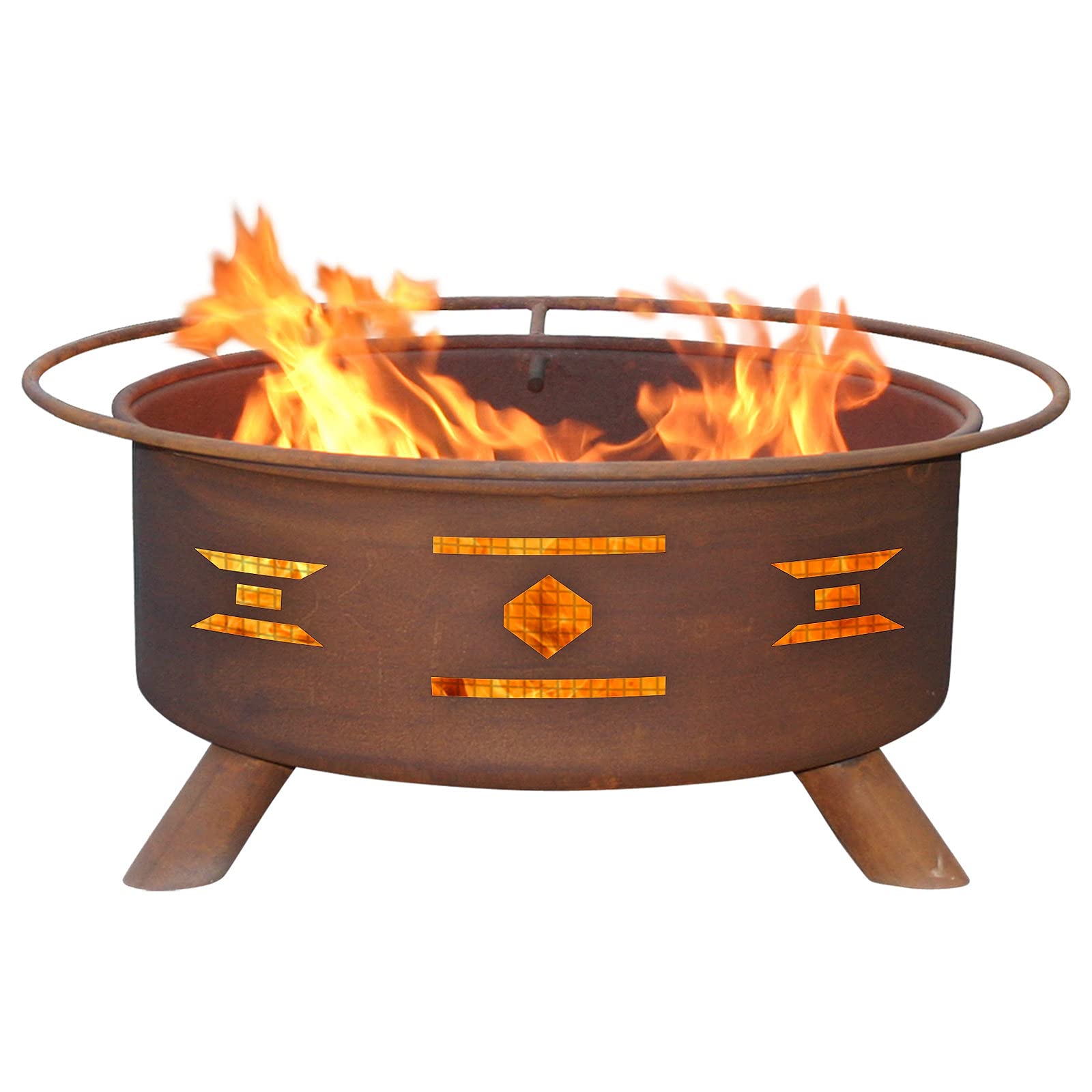 Patina Products Mosaic Santa Fe Fire Pit - Outdoor Fire Pit for Backyard, Patio, Garden - Handcrafted Metal Fire Bowl with Southwestern Design - Perfect for Camping, BBQ, and Outdoor Gatherings
