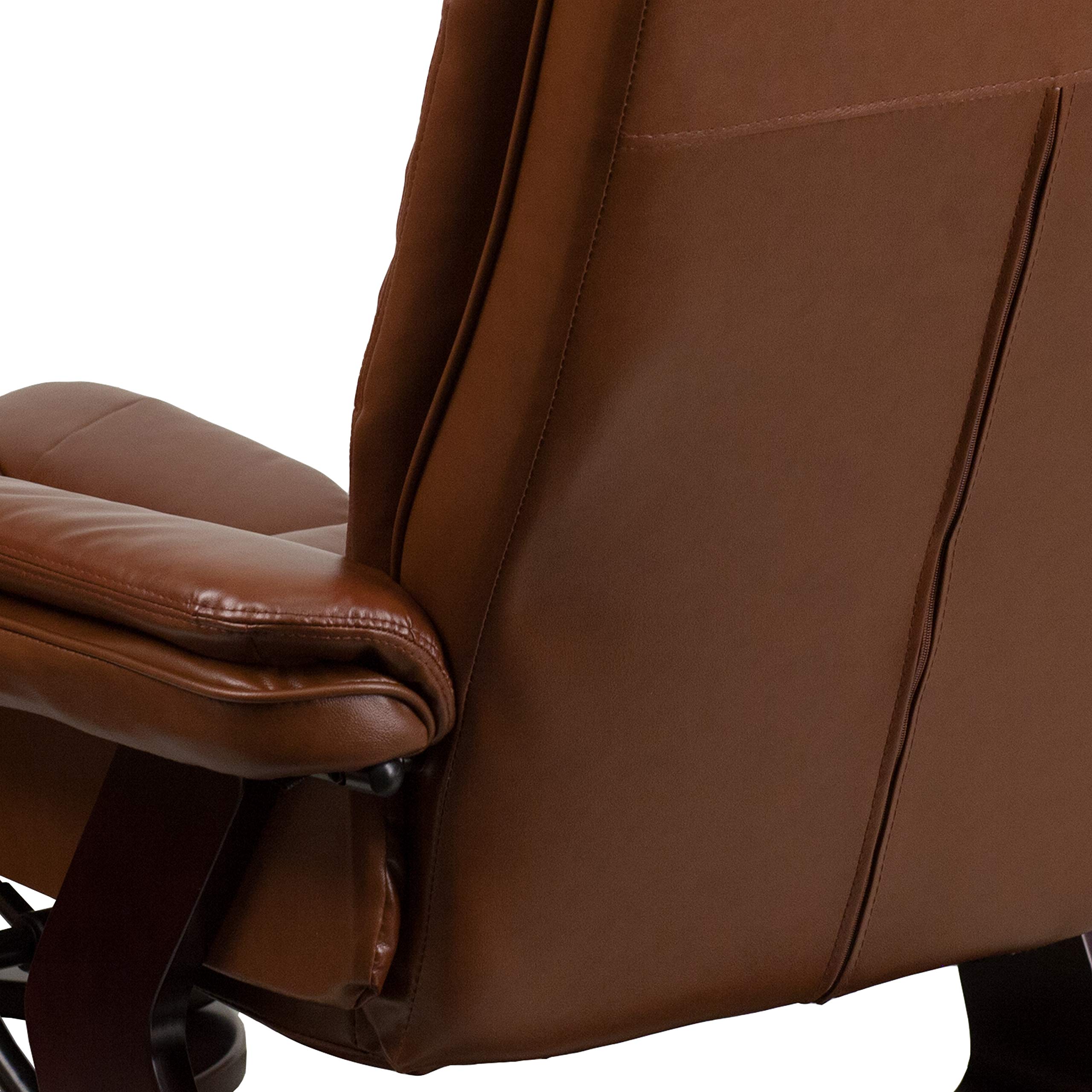 Emma & Oliver Multi-Position Recliner Chair with Ottoman - 360° Swivel Base, Vintage LeatherSoft Upholstery, Ergonomic Design for Living Room, Home Theater & Office Comfort