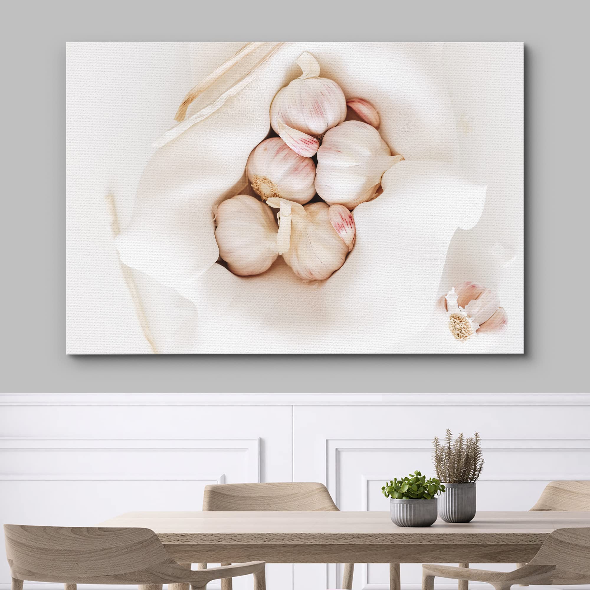 Wall26 Premium Canvas Print - Zesty Garlic Bulb Herb Seasoning Food Photography - 32