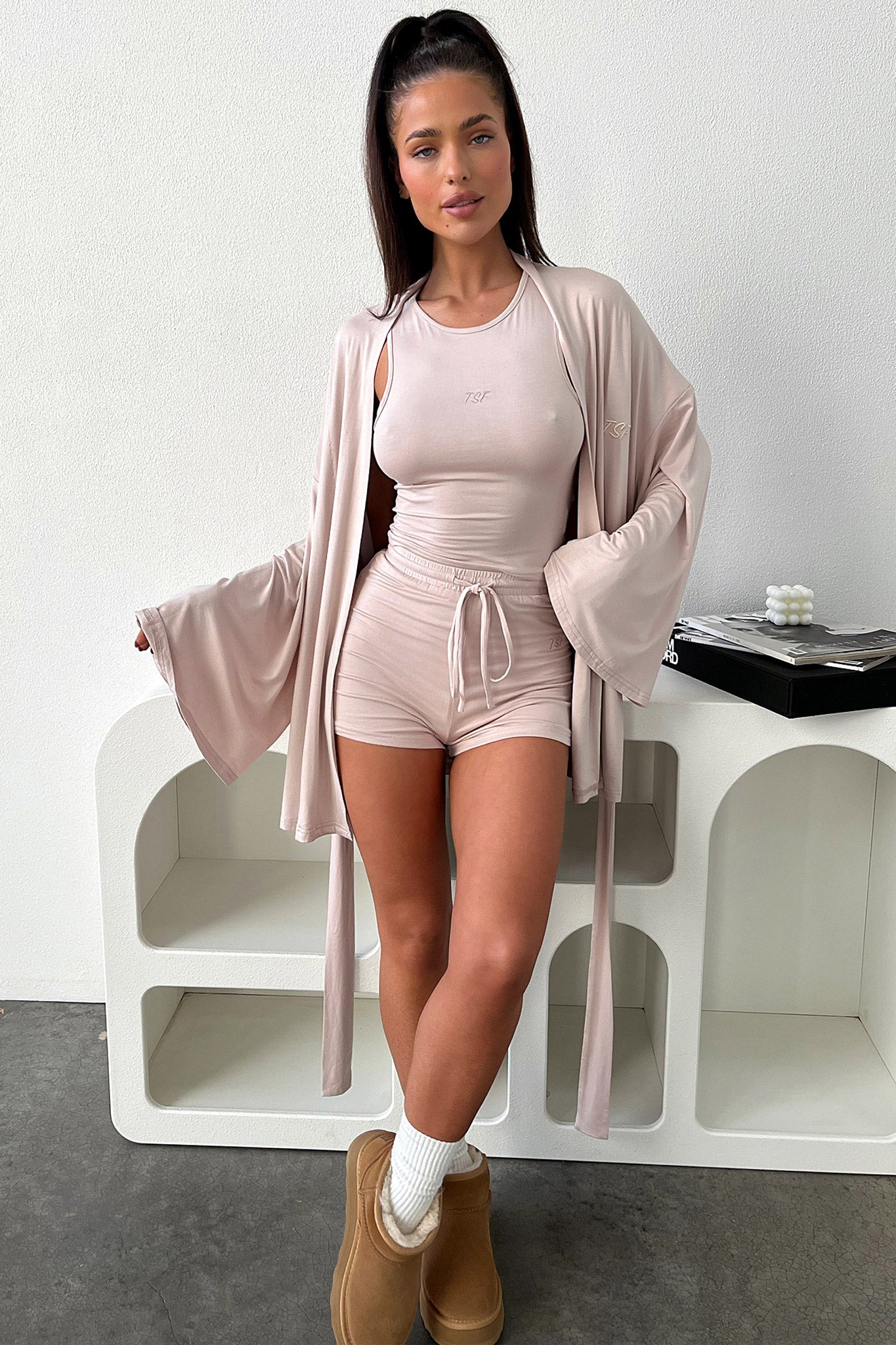 Alita Women's Soft Beige Robe - Cozy Bathrobe for Spa, Lounge & Home Relaxation