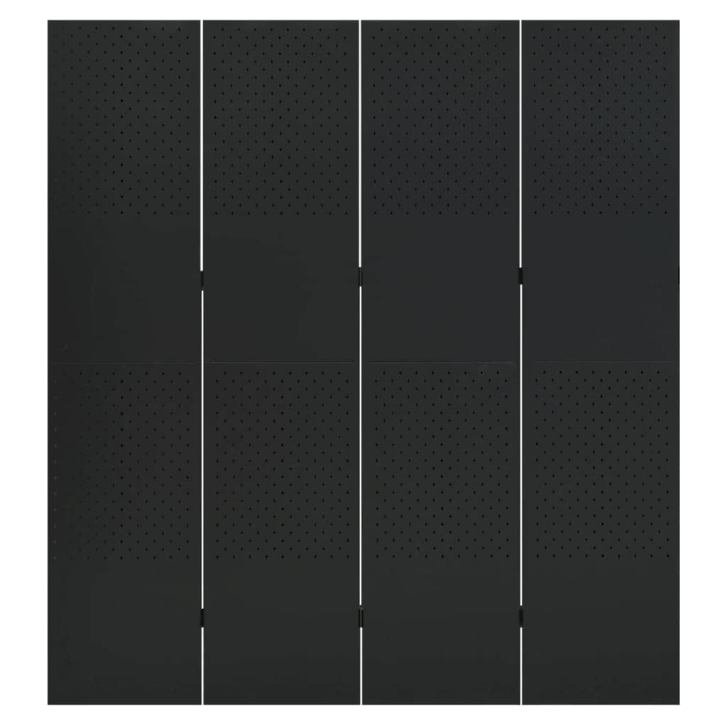 CHARMMA 4-Panel Black Steel Room Divider Screen - 63