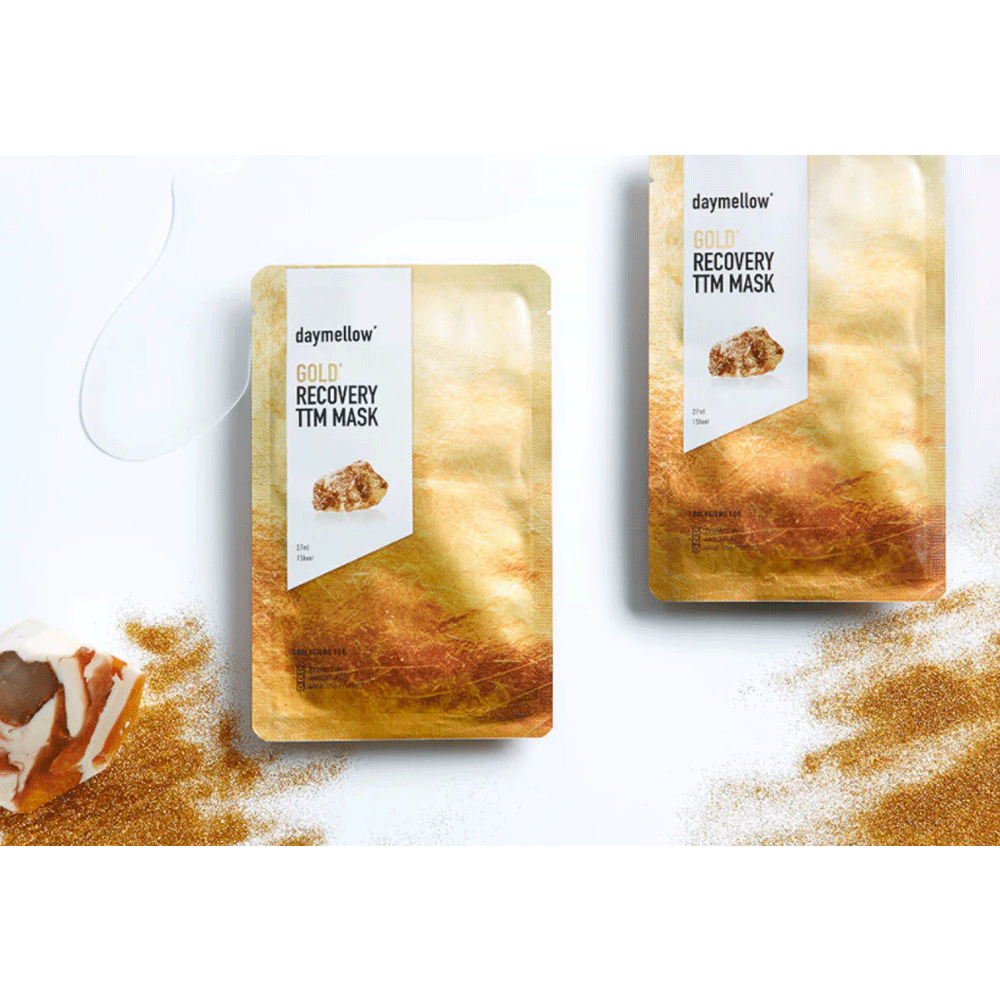 Daymellow Gold Recovery TTM Mask 10 Pack - Hydrating & Brightening Sheet Mask for Glowing Skin | Perfect for Daily Skincare Routine & Spa Days