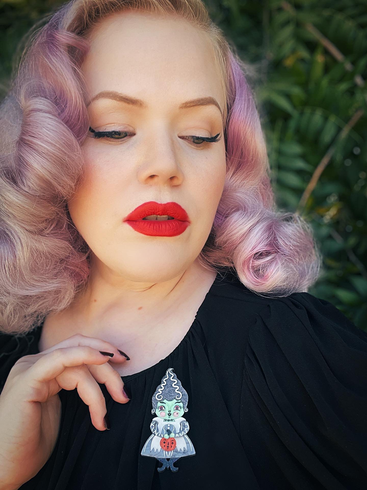 Bride of Frankenstomp Brooch - Vintage Gothic Jewelry by Lipstick & Chrome x Johanna Parker - Perfect for Halloween Costumes, Steampunk Fashion & Alternative Wedding Accessories