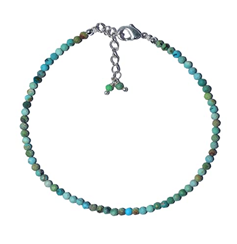 Natural Tibetan Turquoise Gemstone Beads Bracelet for Women - 8 Inch Healing Crystal Jewelry with Energy Stone, Dainty Chain - Perfect for Meditation, Yoga & Spiritual Gifts