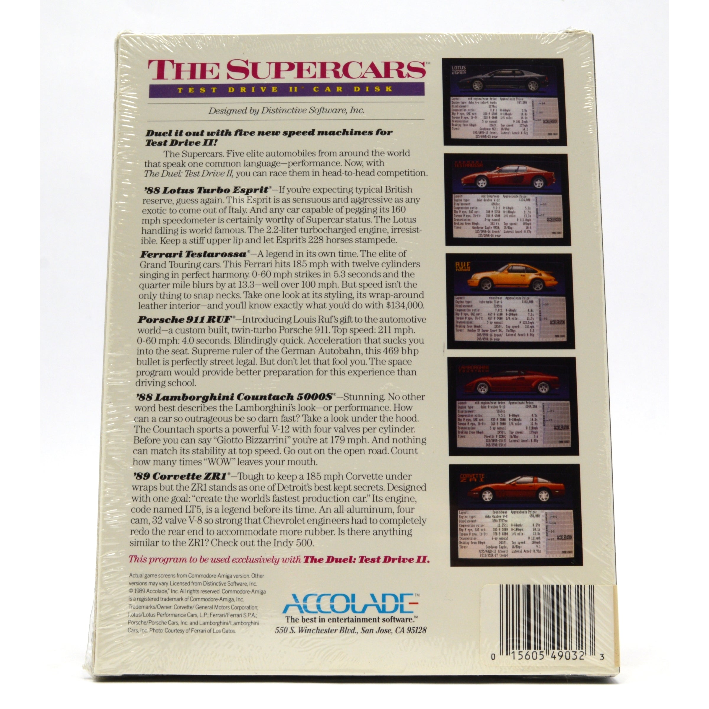 New & Sealed AMIGA 500/1000/2000 Game - THE SUPERCARS & Test Drive II by ACCOLADE (1989) | Retro Gaming, Collector's Item, Vintage Computer Entertainment