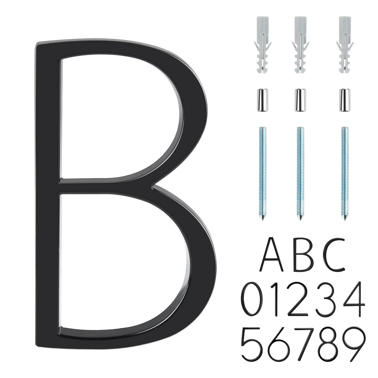 5 Inch Black Floating Mount Modern House Letter B - Decorative Wall Letter for Home, Nursery, Wedding & Party Decor