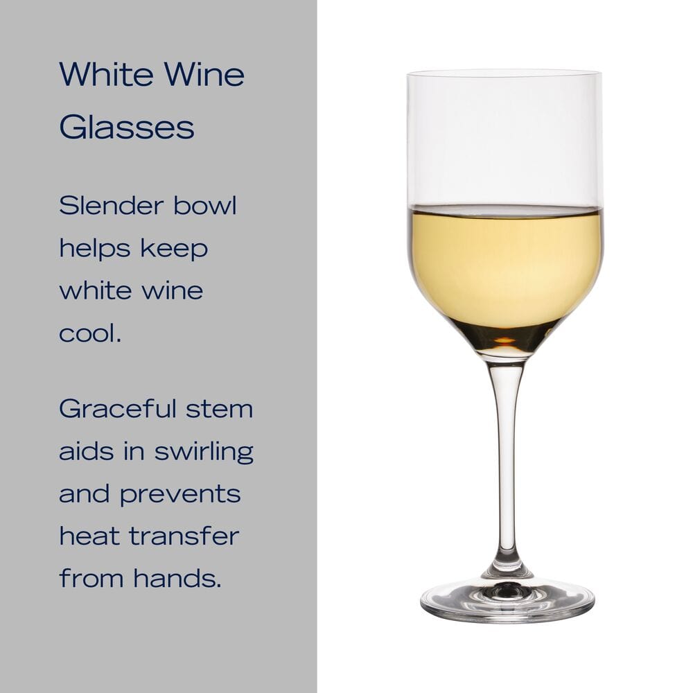 Premium Upton Set of 4 Crystal Clear White Wine Glasses - Elegant Stemware for Chardonnay, Sauvignon Blanc & Dinner Parties