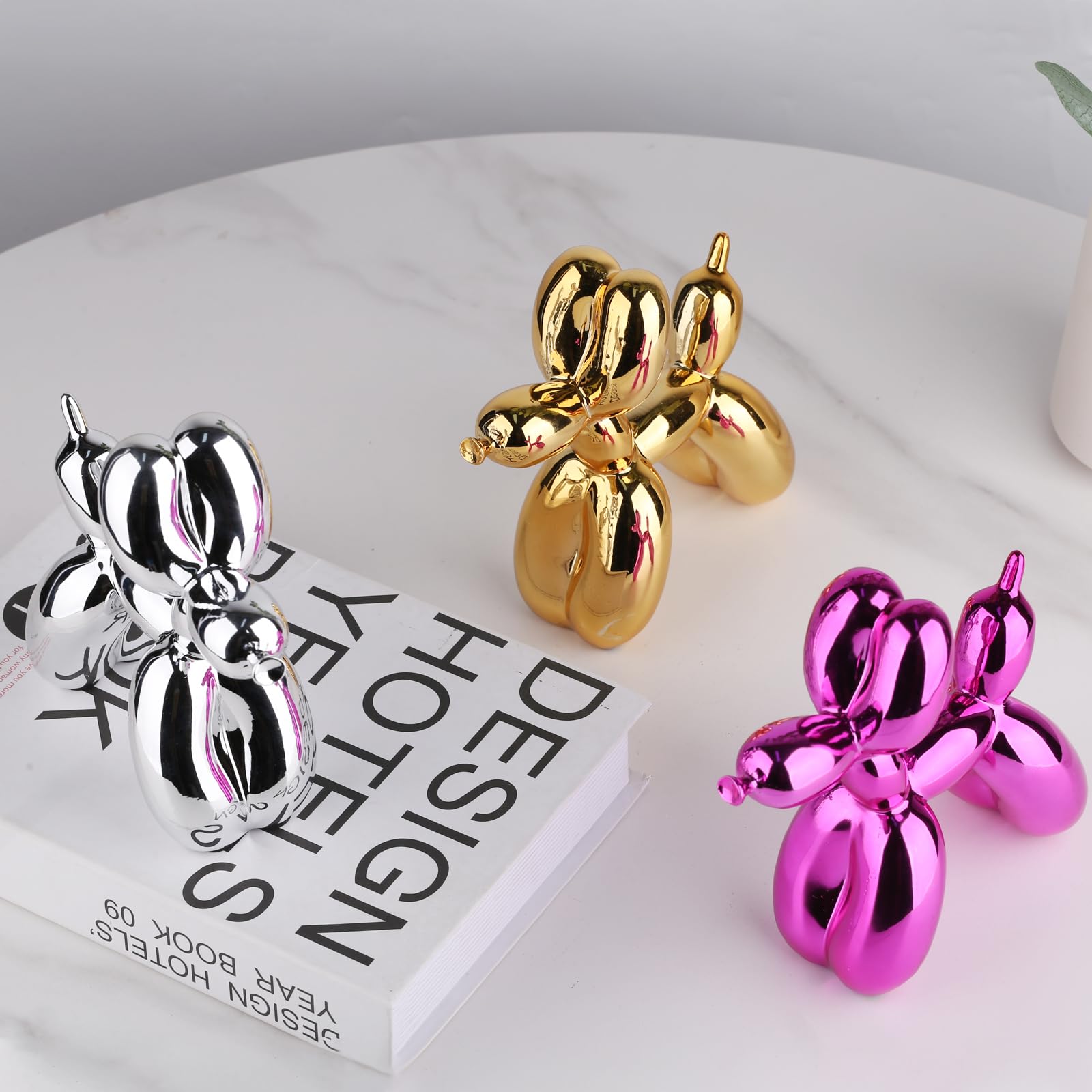XIAOMI Orange Balloon Dog Statue - Modern Animal Sculpture for Home & Office Decor - Perfect for Living Room, Bedroom, Bookshelf & Gift Giving