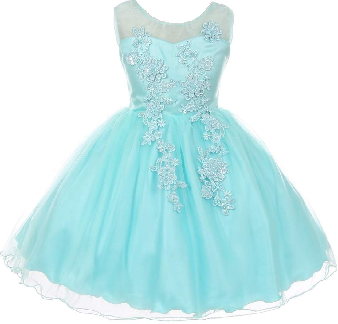 3D Embroidered Flower Girls Dresses - Special Occasion & Party Outfits for Toddlers - Perfect for Birthday, Easter, Photoshoot & Formal Events