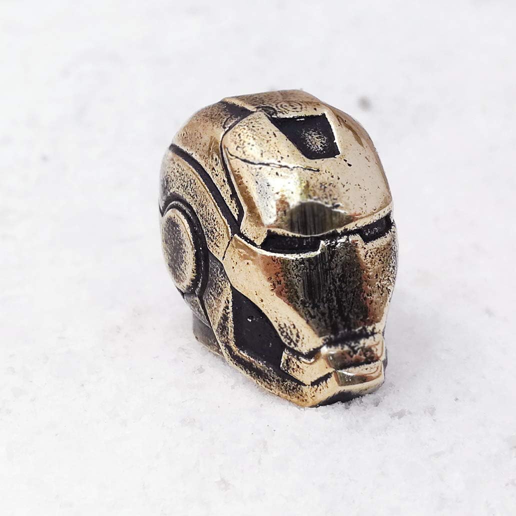 Iron Man Helmet Paracord Bead - Metal Hand-Cast EDC Pendant for Knives & Lanyards - Outdoor Survival Gear