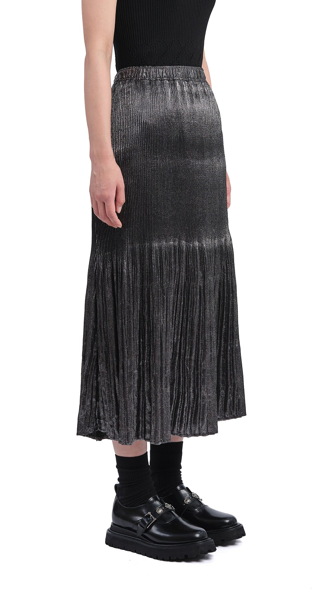 Shiny Metallic Skirt for Women - High Waist Party Mini Skirt with Side Slit - Perfect for Night Out, Club Wear, and Festival Fashion