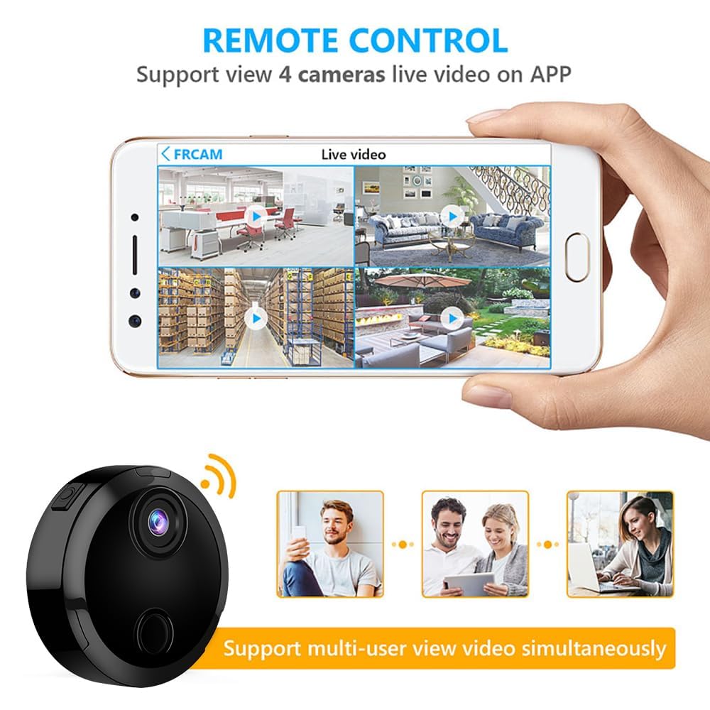 Full HD Mini Hidden Surveillance Camera with Night Vision - Indoor/Outdoor WiFi Spy Camera for Pets, Baby & Nanny Monitoring via Mobile App - Perfect for Home Security, Office Monitoring & Personal Safety