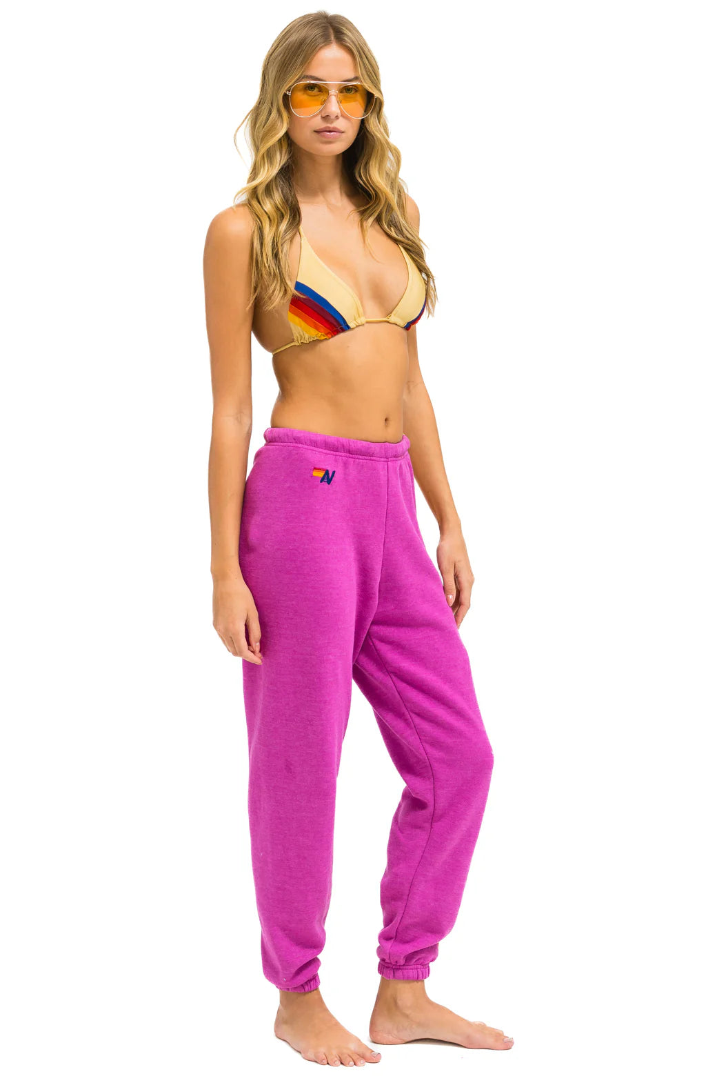 Aviator Nation 5 Stripe Sweatpants for Men & Women - Soft Fleece Joggers with Comfortable Elastic Waistband - Perfect for Lounge, Gym, and Casual Wear