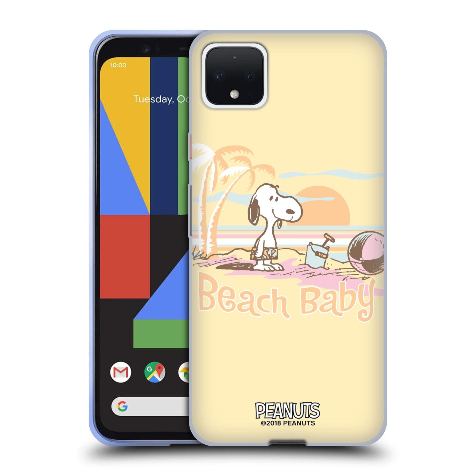 Peanuts Snoopy Soft Gel Case for Google Pixel 4 XL - Beach Sunset Design for Summer Travel