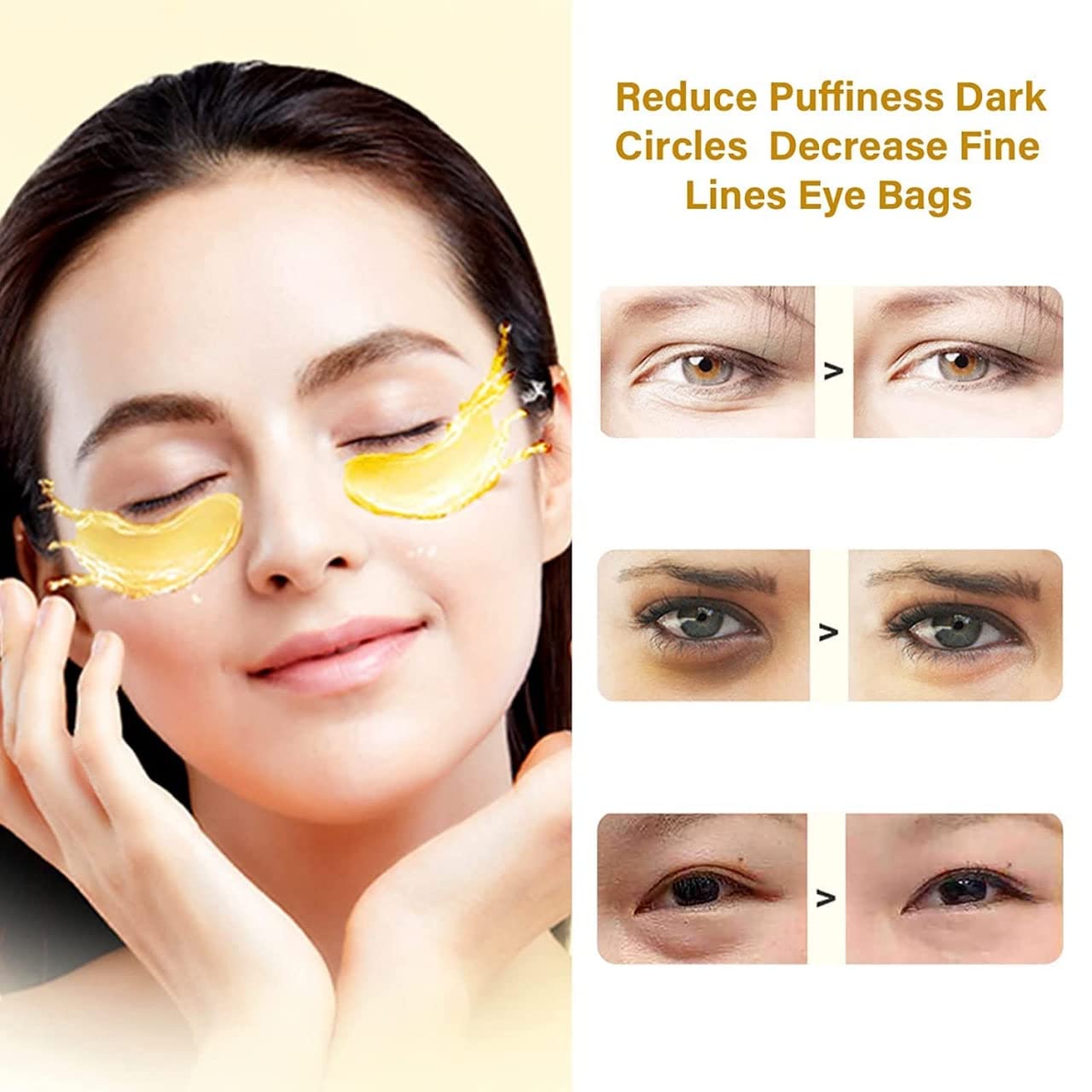 ShopiBuy Gold Under Eye Patches with Amino Acid & Collagen - 5 Pairs Dark Circle & Puffiness Treatment for Face Care | Beauty & Personal Care | Perfect for Night Routine, Travel & Spa Days