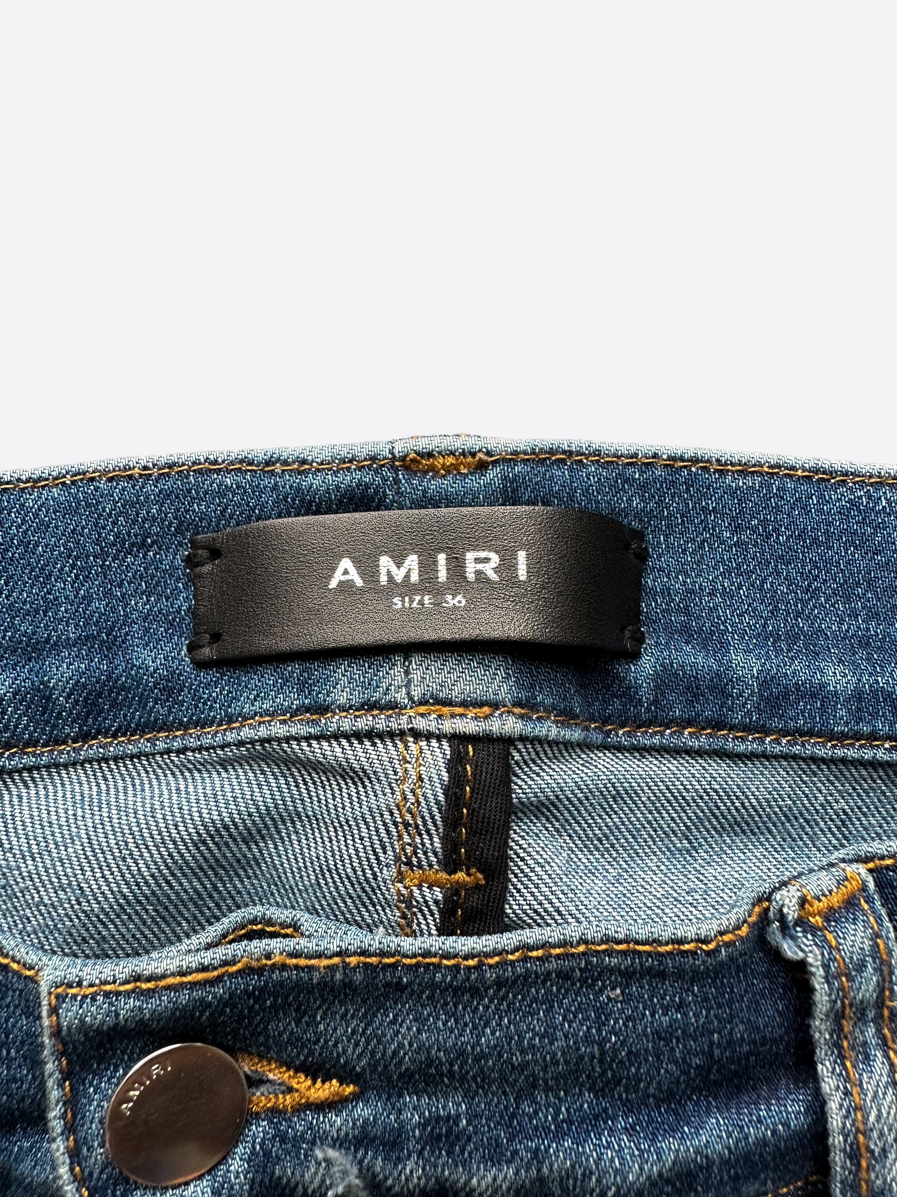 Amiri Blue Snakeskin MX1 Distressed Denim Jeans for Men - Premium Designer Slim Fit Ripped Denim Pants | Perfect for Streetwear, Night Out & Casual Fashion