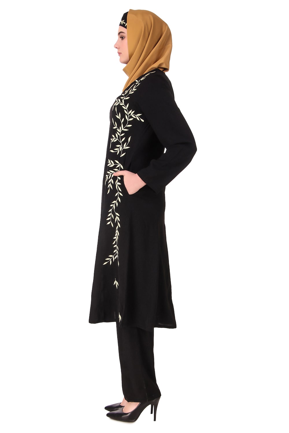 Elegant Black Nida Leaf Embroidered Salwar Kameez - Traditional Pakistani/Indian Outfit for Women - Perfect for Weddings, Parties & Festive Occasions