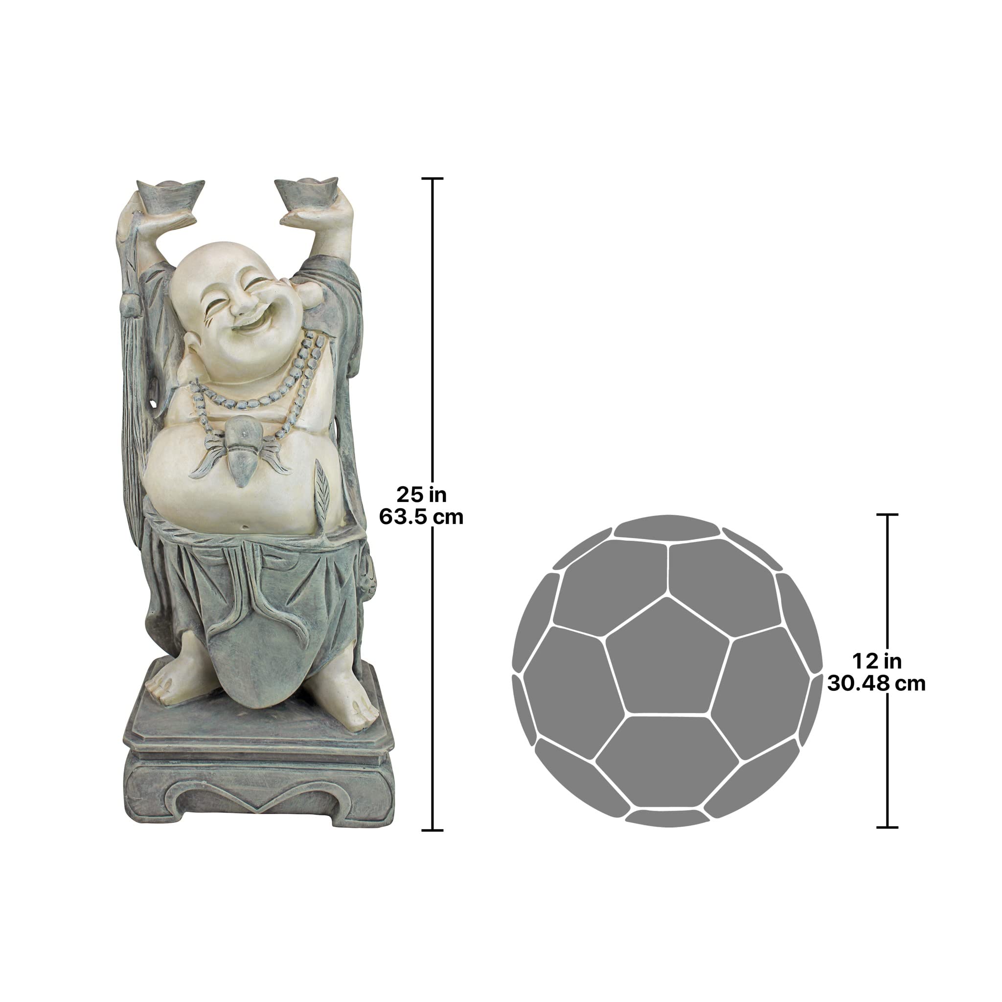 Design Toscano Jolly Hotei Laughing Buddha Statue - 26 Inch Asian Decor for Indoor & Outdoor Garden - Cast Stone Resin with Two-Tone Finish - Perfect for Zen Gardens, Patio Decor, and Home Meditation Spaces