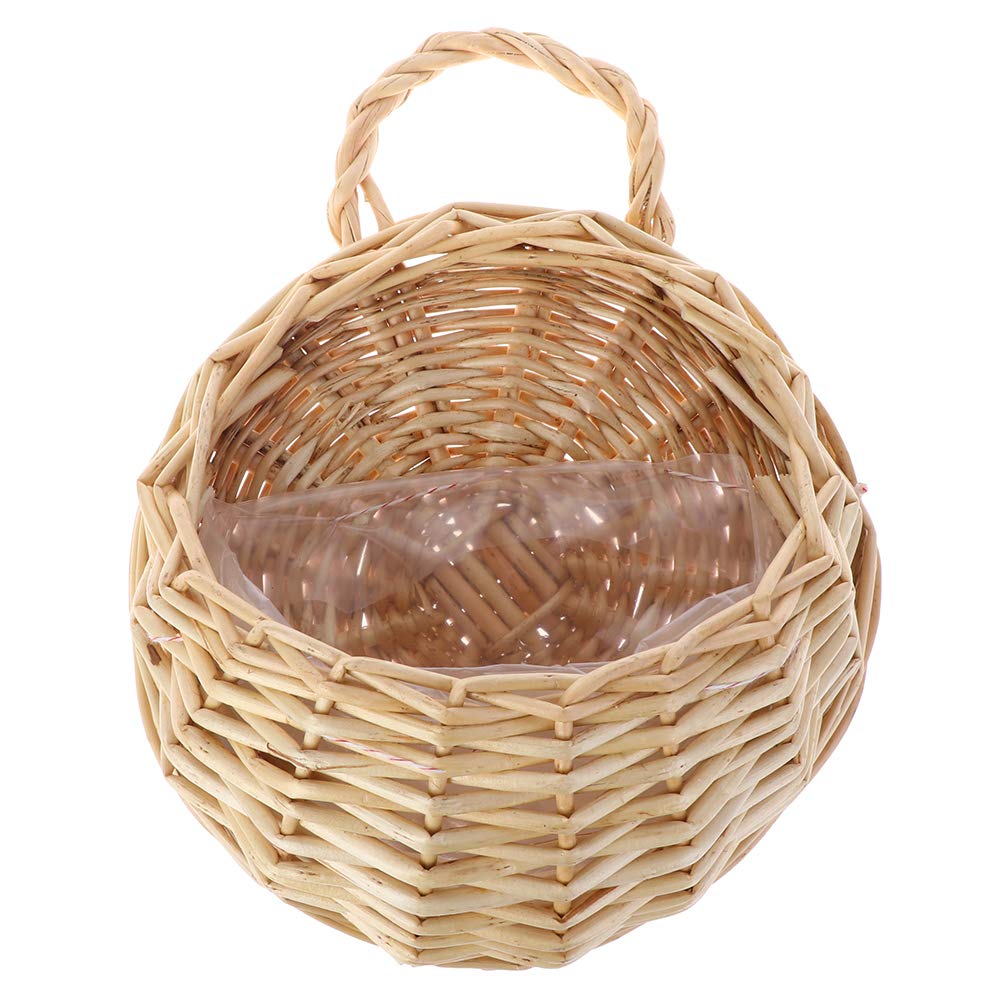Handmade Woven Wicker Hanging Basket - Natural Beige Flower Basket for Home & Garden Decor, Storage Container | Perfect for Indoor Plants, Outdoor Decorations, and Gift Packaging