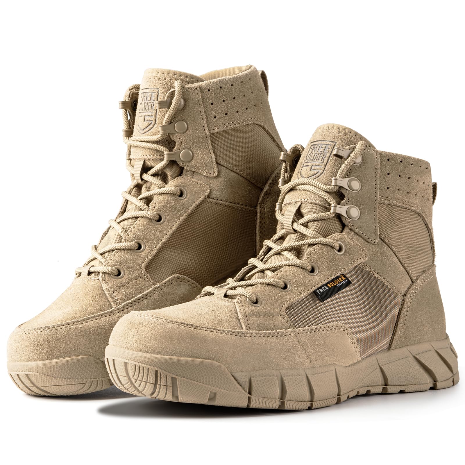 FREE SOLDIER Men's 6-Inch Tactical Hiking Boots - Lightweight Military Work Boots with Breathable Design for Outdoor, Desert & Adventure Use - Perfect for Hiking, Camping & Heavy Duty Work