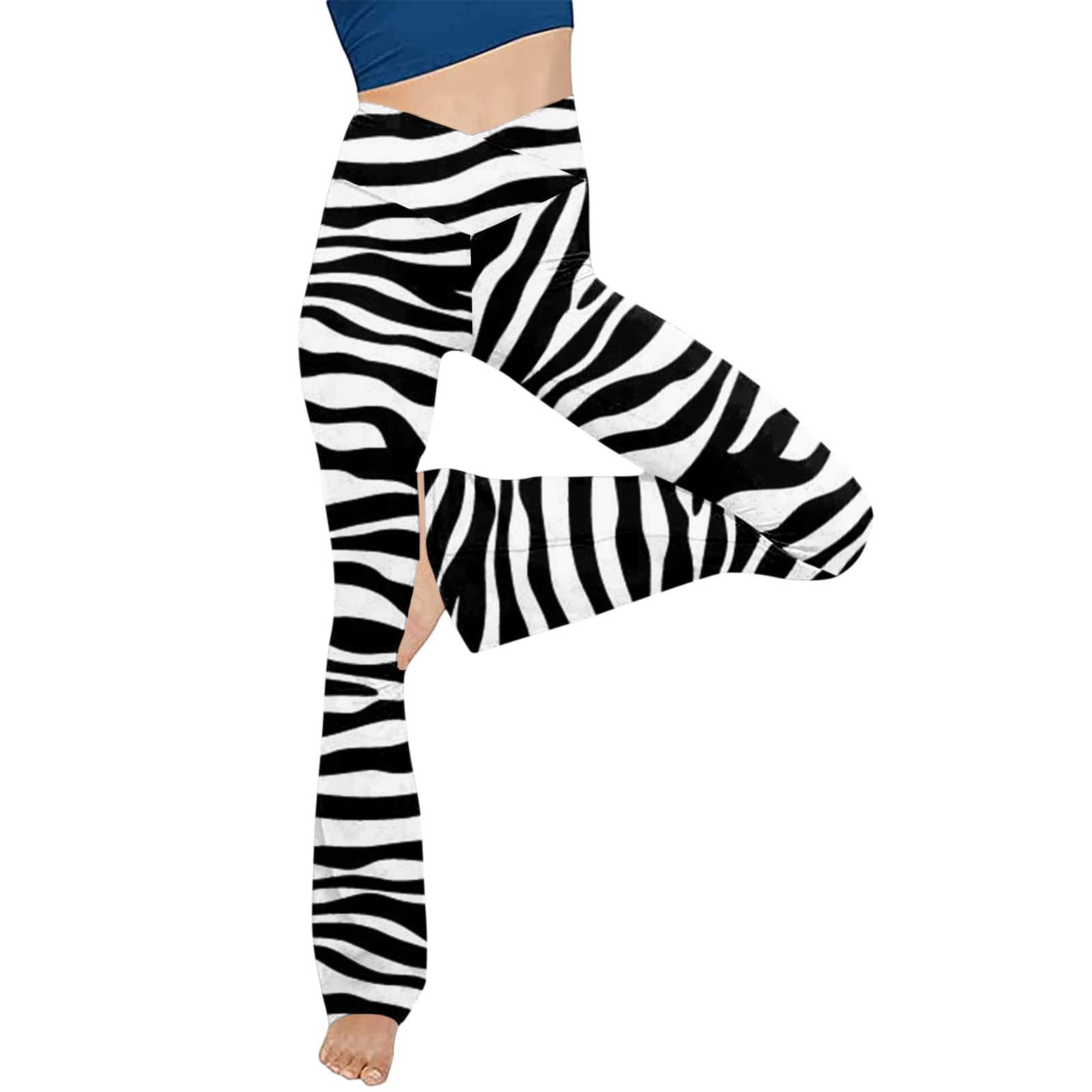 Kuluzego Women's High Waisted Flare Leggings - Tummy Control Sheer Summer & Fall Work Pants | Cottagecore Style for Casual Wear, Yoga & Outdoor Activities