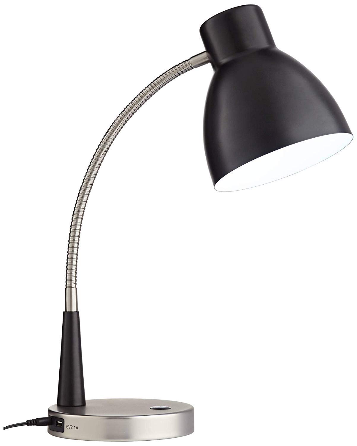 OttLite Adjustable LED Desk Lamp with 2.1A USB Charging Port - Portable Task Light for Home Office, Study & Reading - Dimmable Eye-Caring Desk Light for Work, Gaming & Nightstand Use