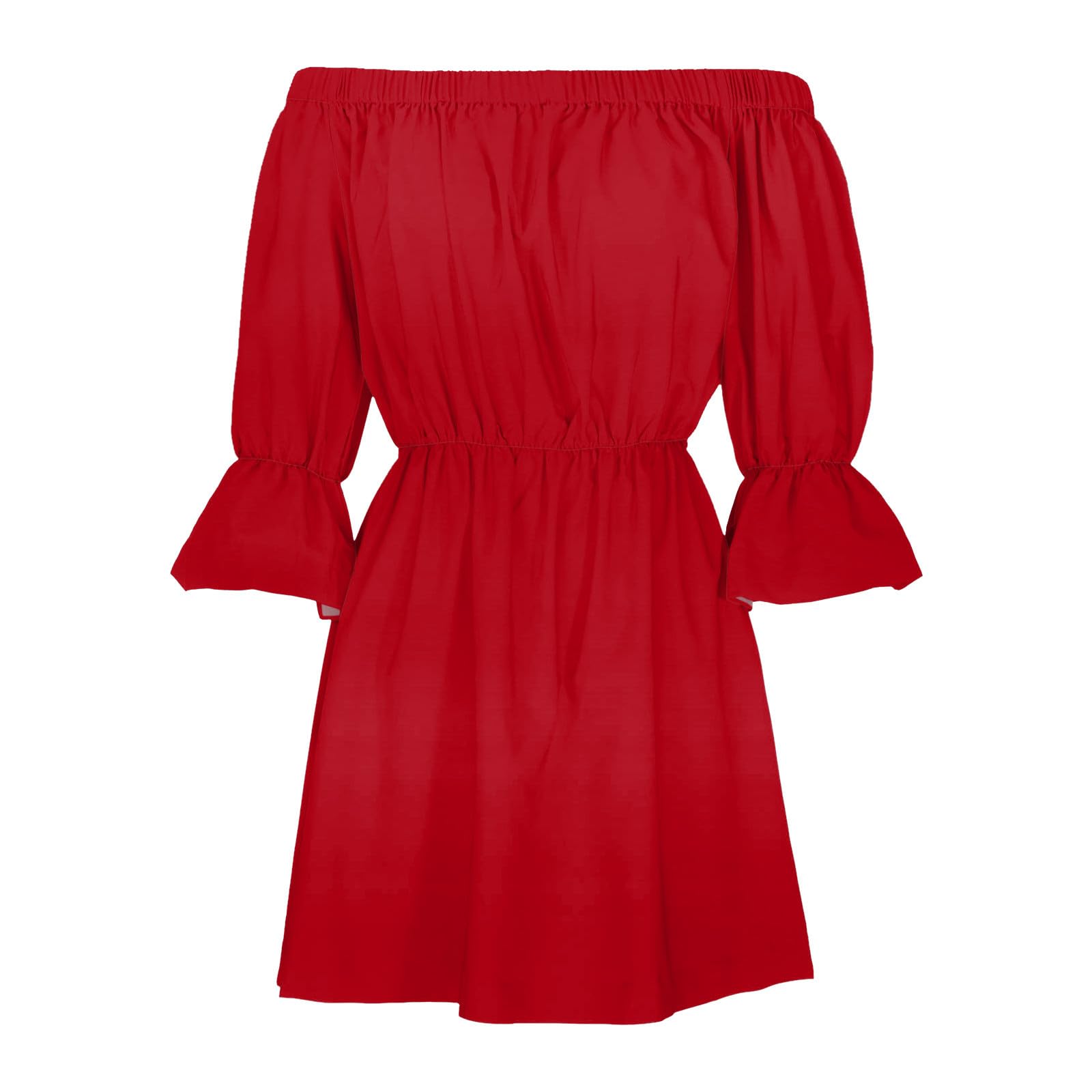 2024 Women's Summer Dresses - Off Shoulder Ruffle Mini Dress with Elastic Waist & Long Sleeves | Boho Swing Sun Dress for Beach, Vacation & Casual Outings