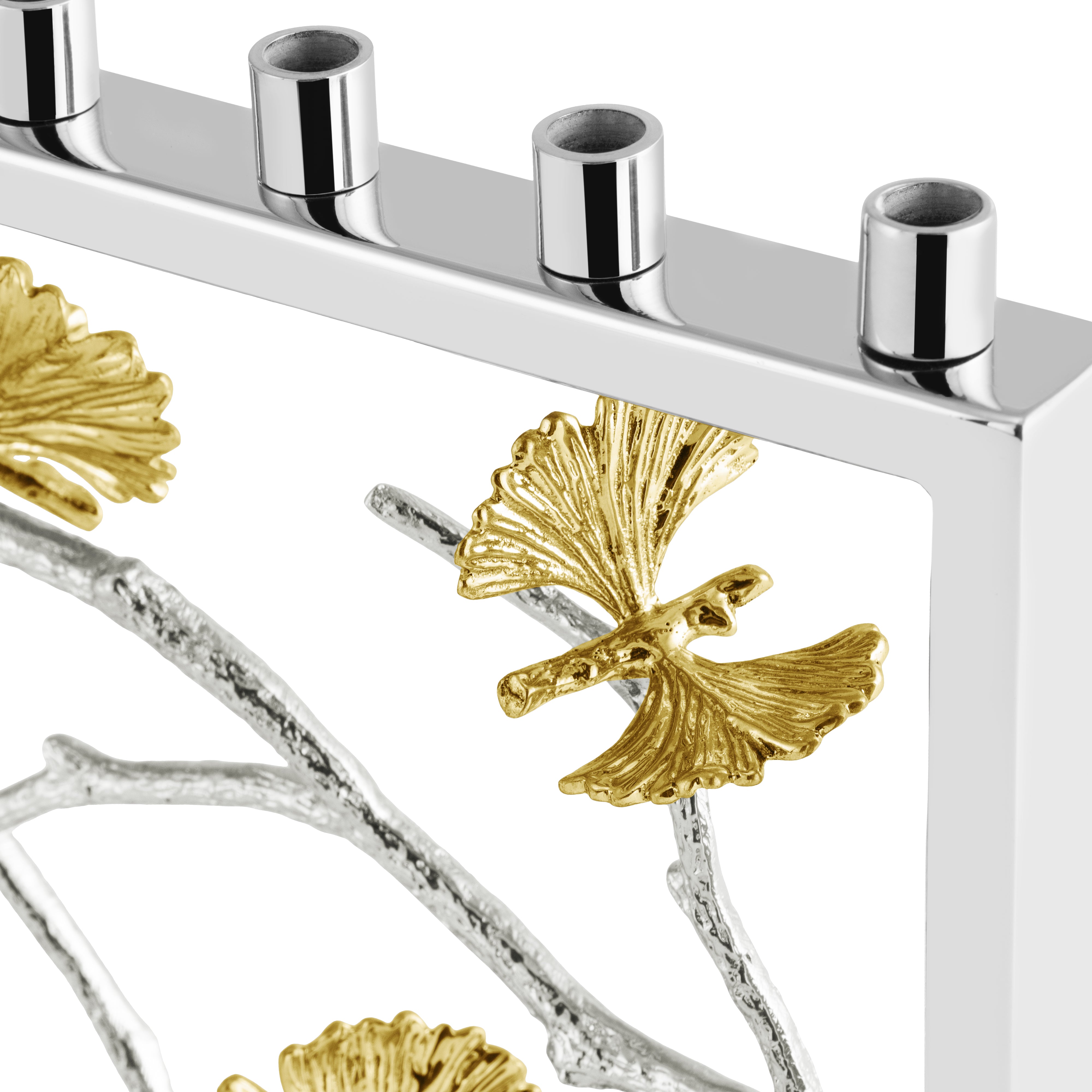 Butterfly Ginkgo Luxe Menorah - Elegant Hanukkah Candle Holder for Jewish Holiday Decor & Home Celebration