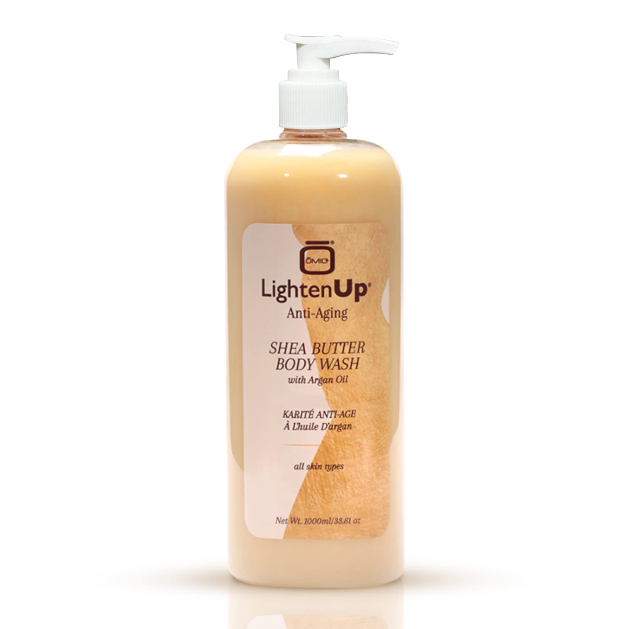 Omic LightenUp Anti-Aging Body Wash 33.8 fl oz (1000ml) - Skin Brightening & Softening Shower Gel with Argan Oil & Shea Butter - Hydrating & Nourishing for Dry, Dull Skin - Perfect for Daily Shower & Spa Relaxation