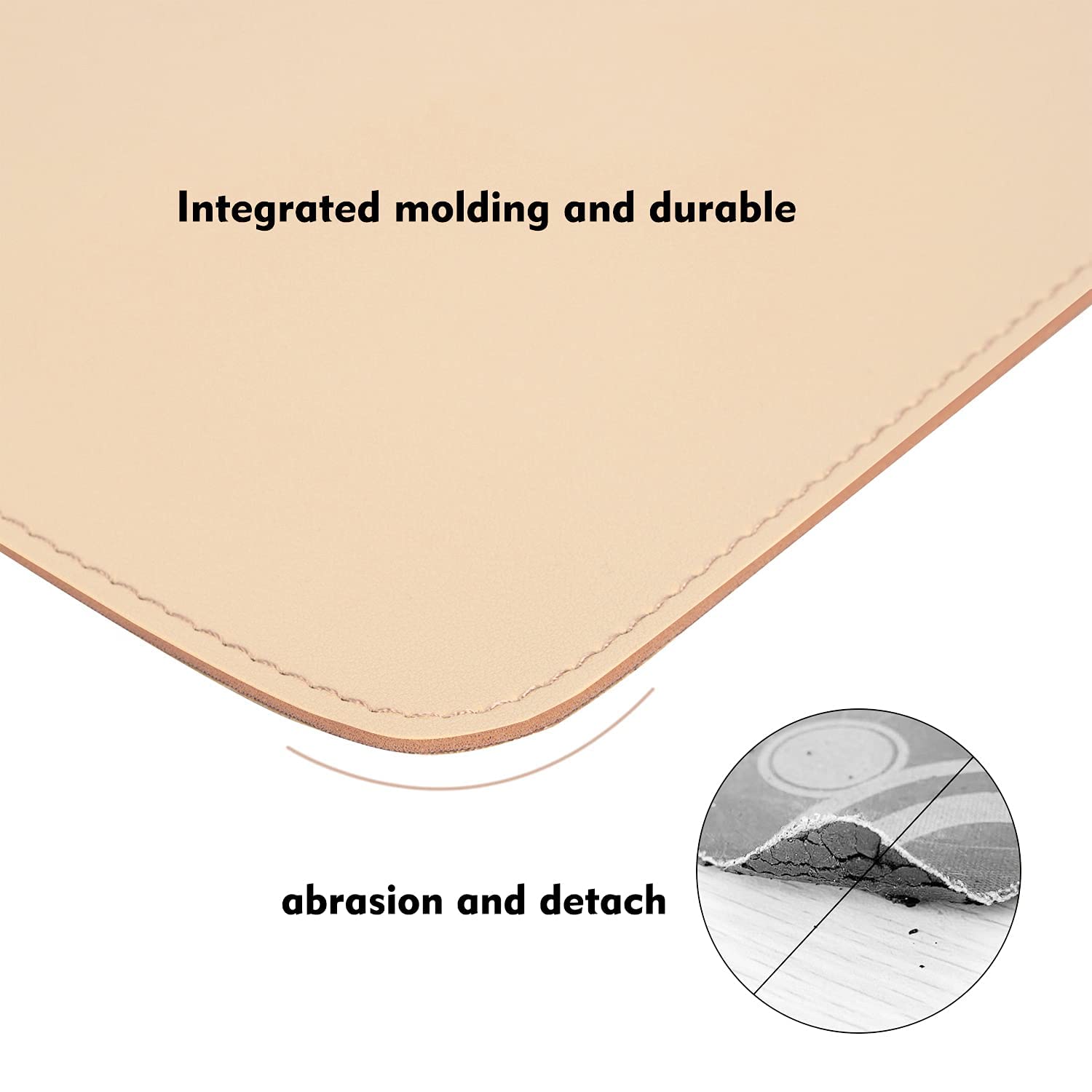 Premium Leather & Wood Double-Sided Mouse Pad with Stitched Edges - Non-Slip Desk Mat for Laptop, Office & Home Use - Includes Coaster (8x11 Inches, Apricot) - Perfect for Workstations, Gaming Setups & Ergonomic Workspaces