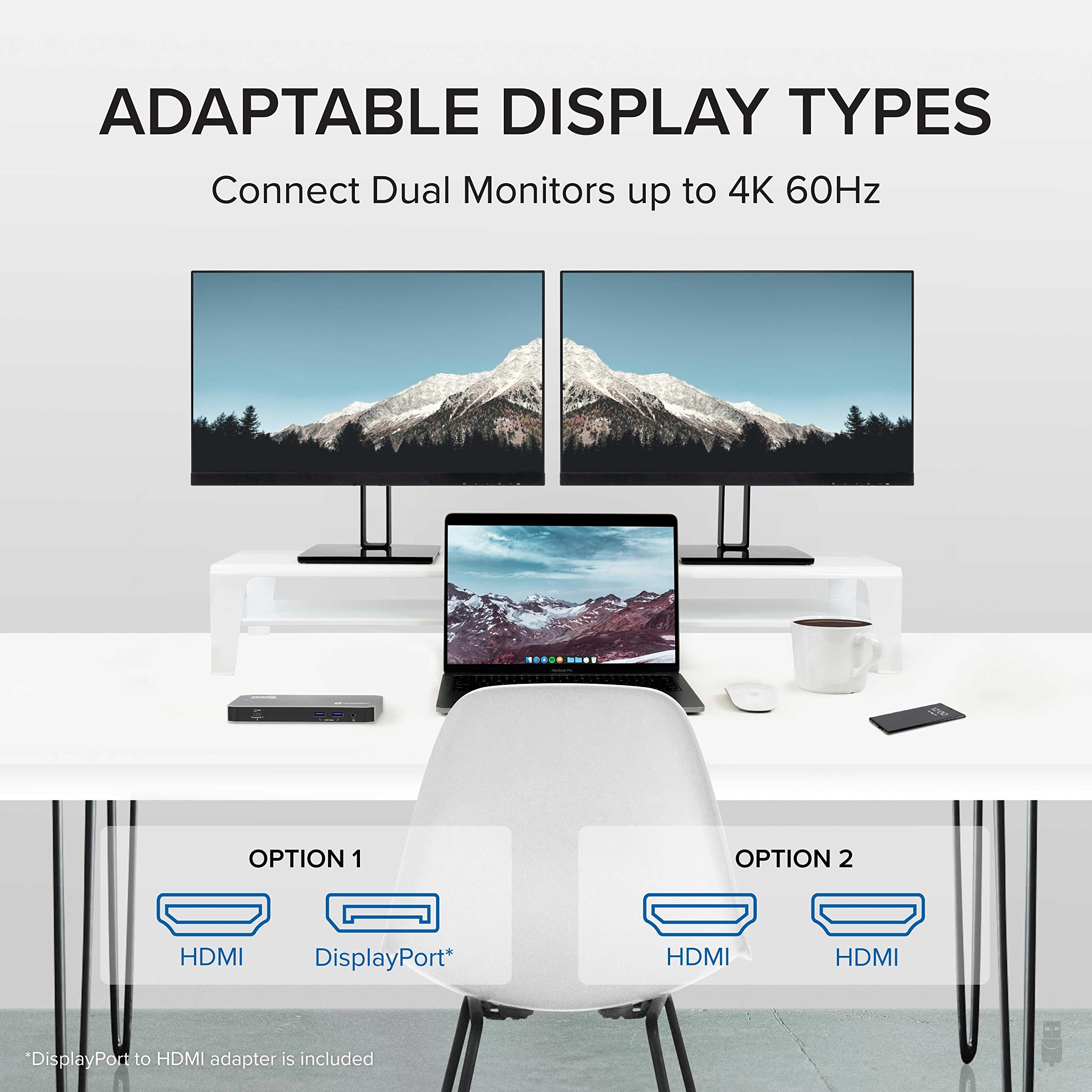 Plugable Thunderbolt 3 & USB C Docking Station with 96W Charging - Dual Monitor Dock for MacBook Pro/Air & Windows Laptops - 4K HDMI & DisplayPort, 5 USB Ports, Gigabit Ethernet, Audio Jack - Perfect for Home Office & Remote Work Setup