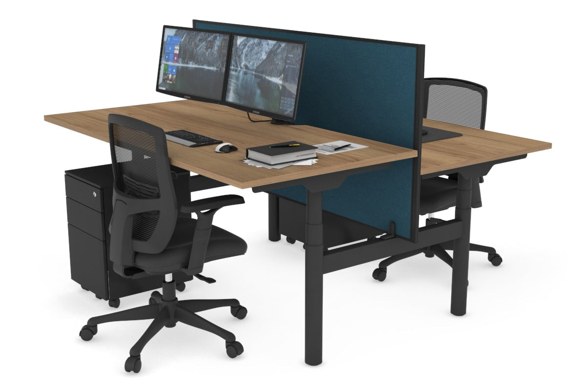 Flexi Premium Height Adjustable 2-Person H Bench Workstation - Black Frame [1800L x 800W with Cable Management] - Ideal for Office, Coworking Spaces & Home Offices