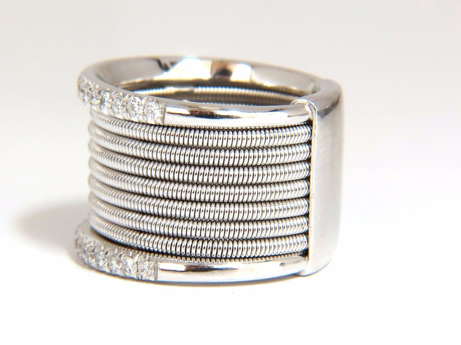 0.50ct Natural Round Bead Set Diamond Wide Band 18K Gold Coil Wrap Stackable Ring for Women - Perfect for Stacking, Layering & Everyday Elegance